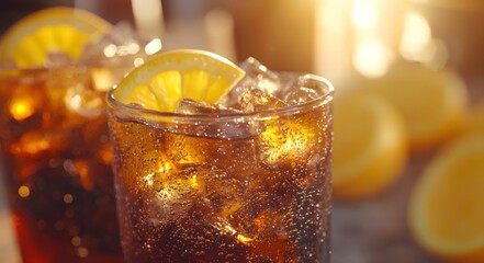 Close-up of refreshing chilled beverages