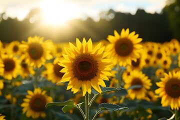 Fototapeta premium Sunflower fields under the sunshine
