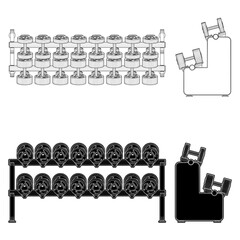 Dumbbell Rack Horizontal Vector. Illustration Of Dumbbells Isolated On White Background.