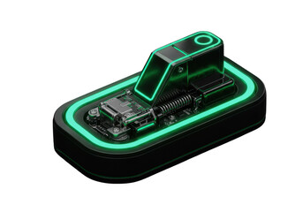 Futuristic mousetrap with neon light isolated on transparent background