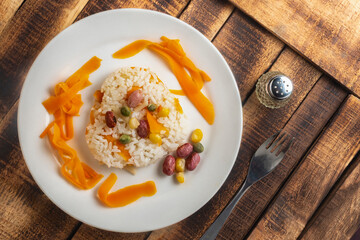 Fried rice with peas, carrots, and corn