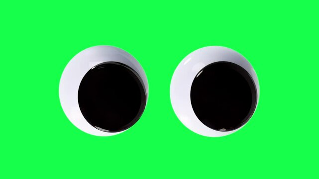 Googly eyes animation, transparent 4K video, green screen