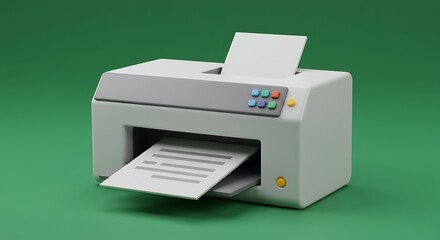 Document Printing From a Modern Printer on Green Background