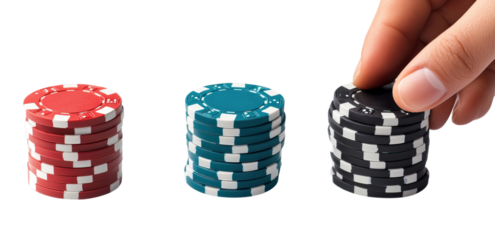 Poker casino chips. Each is separately isolated