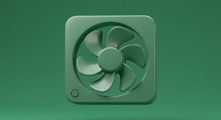 Green Square Fan on Matching Background Cooling Concept