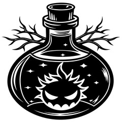 Creative details beautiful Halloween silhouettes. Potion bottle icon Vector Illustration