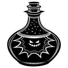 Creative details beautiful Halloween silhouettes. Potion bottle icon Vector Illustration