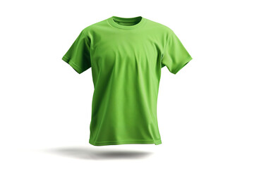 3d mockup of plain green short-sleeve t-shirt isolated on white background, ideal for graphic designers and mockups. Clean, simple, and ready for custom print or branding use