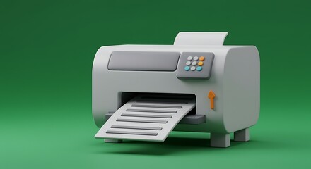 Printing Document From Gray Printer on Green Background