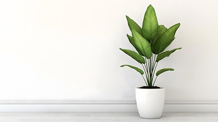 Fototapeta premium Elegant Bird of Paradise Plant in White Pot Minimalist Interior Design