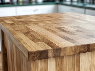 Fototapeta premium Stunning Oak Wood Kitchen Island Countertop