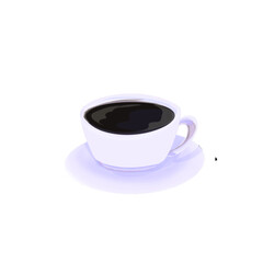 close up of a cup of coffee drink on a small plate without background