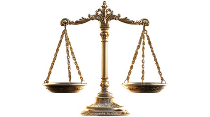 golden ornate scales of justice on transparency background PNG