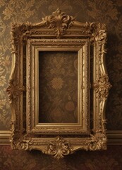 Ornate gold frames against rich damask floral fabric ,  floral,  damask