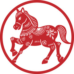 Chinese New Year Horse Illustration – Lunar Zodiac Animal Design