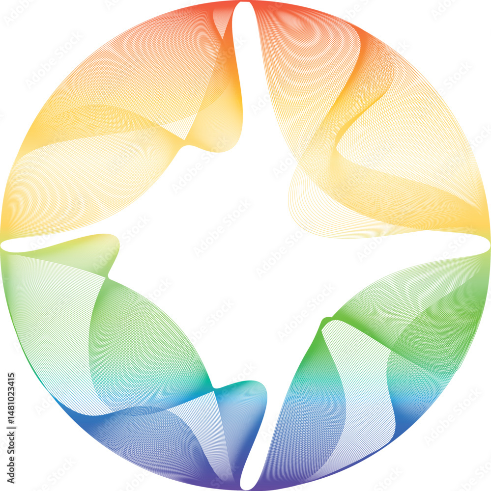 Poster flowing circle frame with wave lines pattern flowing. concept of music, technology, ai and artificia