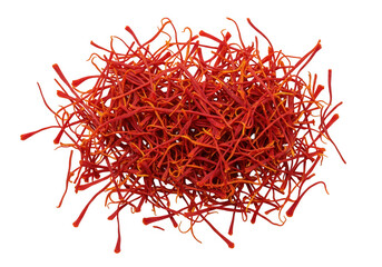 Fototapeta premium Heap of saffron threads isolated on transparent background