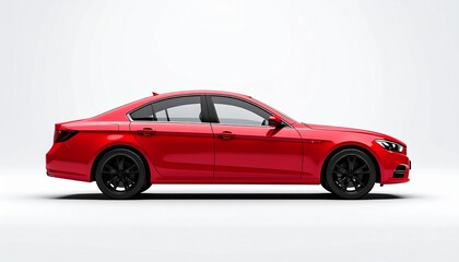 Fototapeta premium Blank Red Sedan Side View Mockup