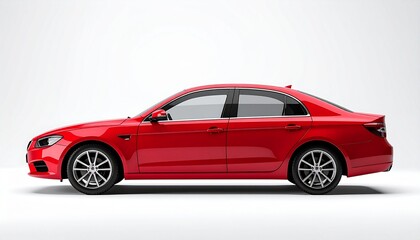 Naklejka premium Pusty czerwony sedan, widok z boku