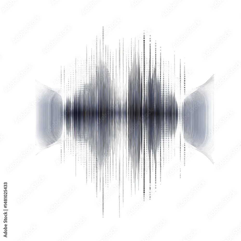 Poster abstract sound wave pattern on a transparent background visual representation of sound can be used t