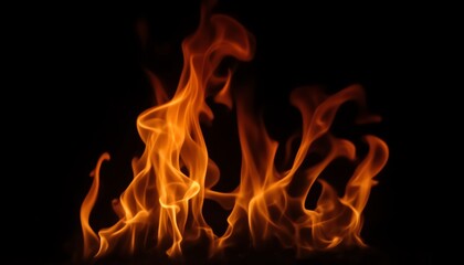 Vibrant flames dancing against a dark backdrop.