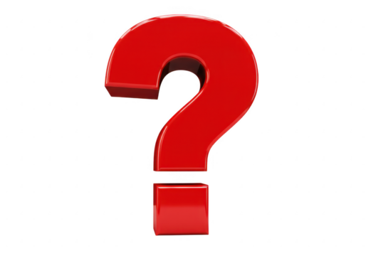 Red question mark symbol isolated on transparent background