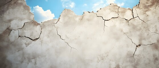 Obraz premium Cracked Wall with Sky View, Abstract Texture Background