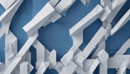 Layered abstract blue background with textured white geometric shapes , white, lines