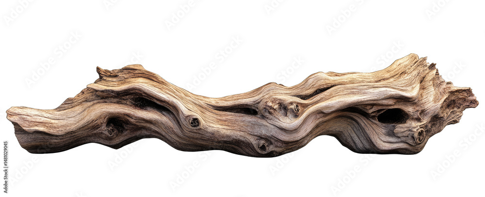 Poster a weathered gnarled piece of driftwood with a natural rustic texture the wood is light brown in colo