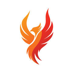 Phoenix Bird Rising from Flames Logo Design