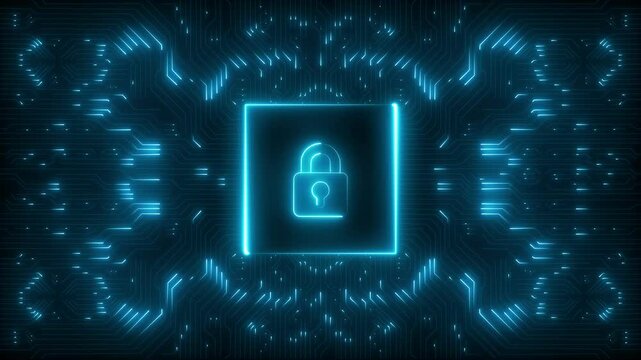 High-tech computer processor on circuit board. technology circuit board Advanced Technology security alerts, cybersecurity threats. spam virus. virus, spyware, malware, or cyberattacks Digital padlock