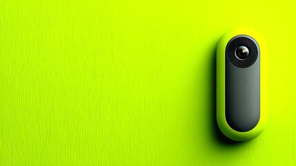 Compact Action Camera on Vibrant Green Background Modern Technology for Adventure and Creativi