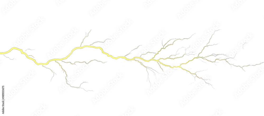 Poster abstract lightning bolt with a yellow glow isolated on a transparent background