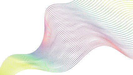 Creative multicolored wave design on white background, offering stylish and modern option for UI, social media banners, and ad visuals