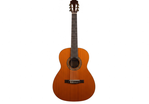 Classical guitar front view isolated on transparent background