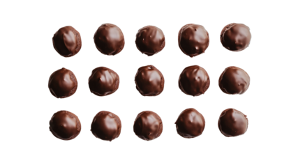 Overhead Shot of Fifteen Chocolate Covered Cookies Arranged in a Grid Pattern