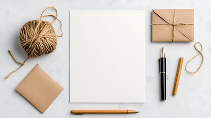 Mockup of Letterhead with Envelope and Pen on Textured Surface