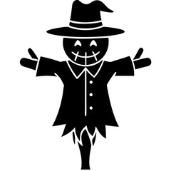 Creative details beautiful Halloween silhouettes. Scarecrow icon Vector Illustration