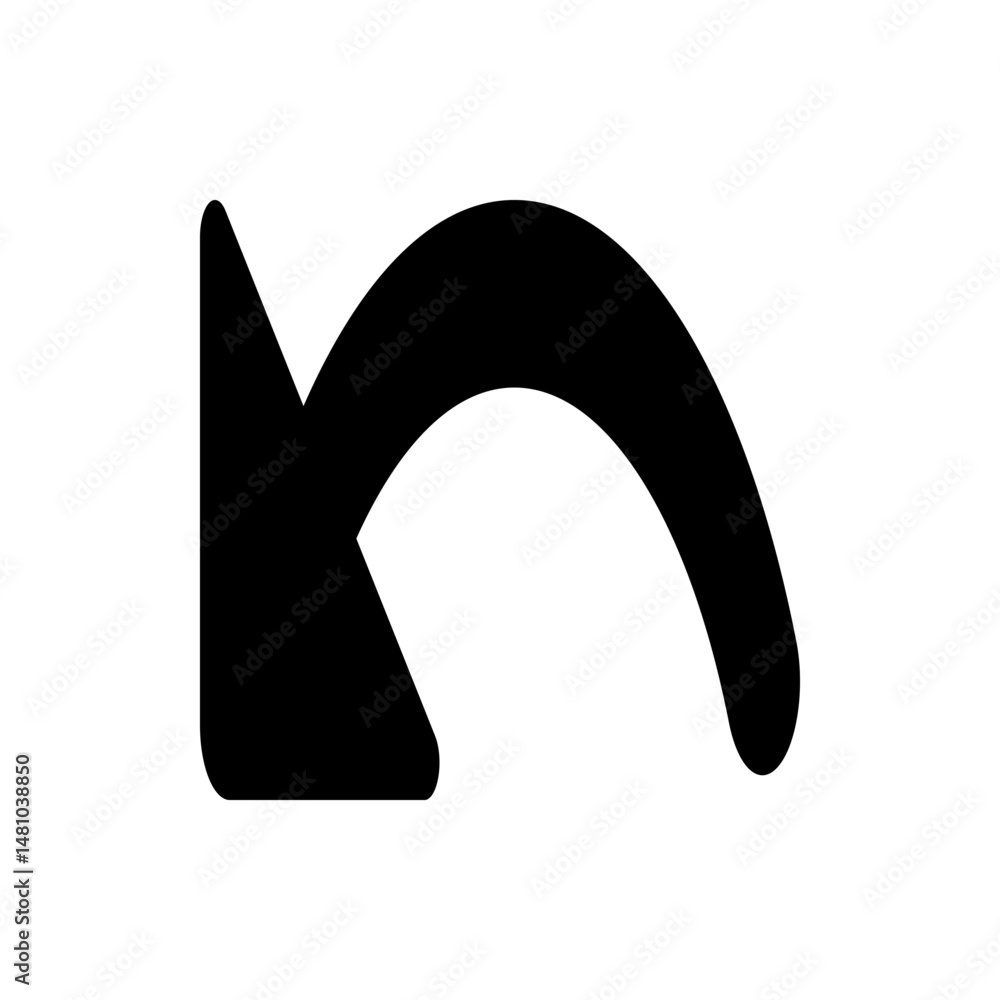 Poster black curved arrow pointing left indicating return or back direction on a white isolated background 