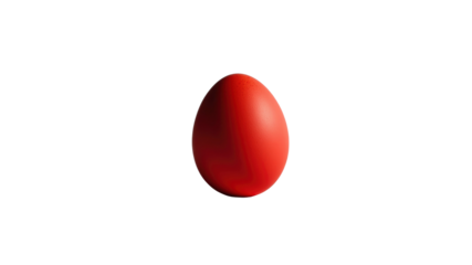 Single Red Egg on Transparent Background - Minimalist Easter Concept