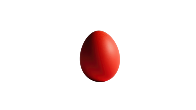Single Red Egg on Transparent Background - Minimalist Easter Concept