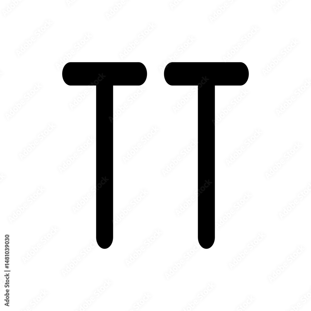 Poster two bold black letter t shapes with rounded edges aligned horizontally on a white background simple 