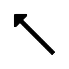 A black arrow pointing diagonally upwards to the left with a rounded head on a white background image