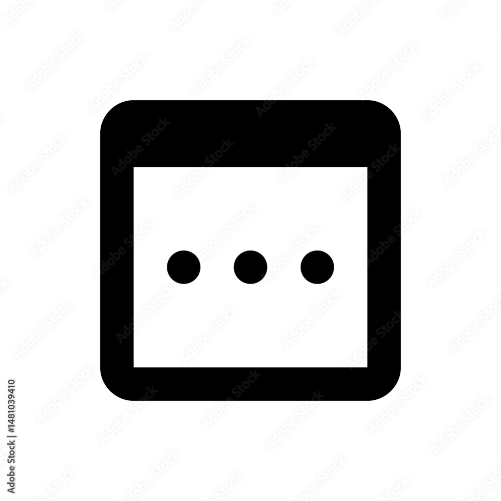 Poster black rounded square outline containing three horizontally aligned circles inside a white rectangle 