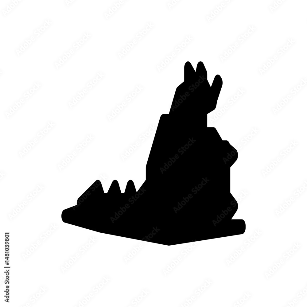 Poster silhouette of the state of virginia with its distinctive shape and geographical outline in solid bla