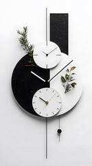 Modern Minimalist Black and White Yin Yang Clock Design
