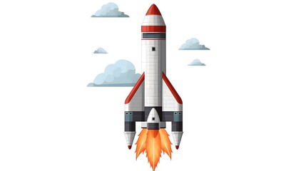 Fototapeta premium Detailed Pixel Art Rocket Cartoon Vector Illustration for Creative Designs