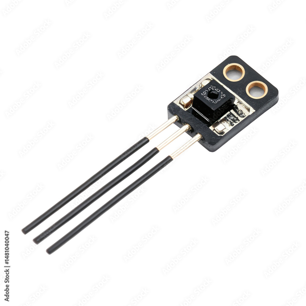Poster electronic thermistor temperature sensor featuring three wires extending from a black rectangular bo