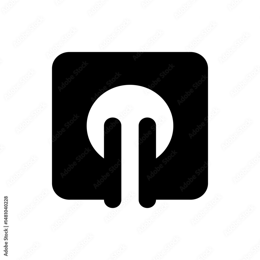 Poster stylized image of a white shape resembling a tree inside a black rounded square background graphic d