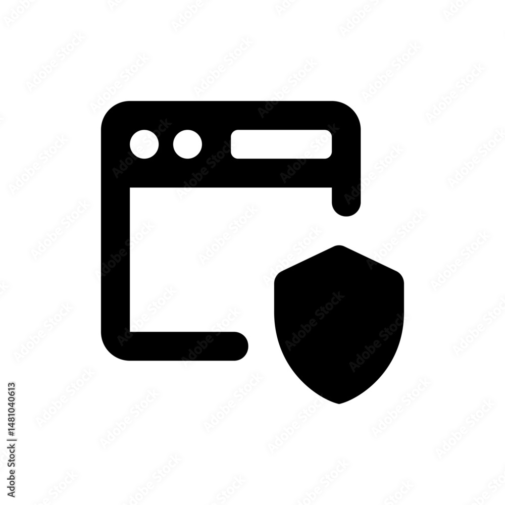 Poster secure browser icon depicting a web browser window with a shield overlay for security indication pro